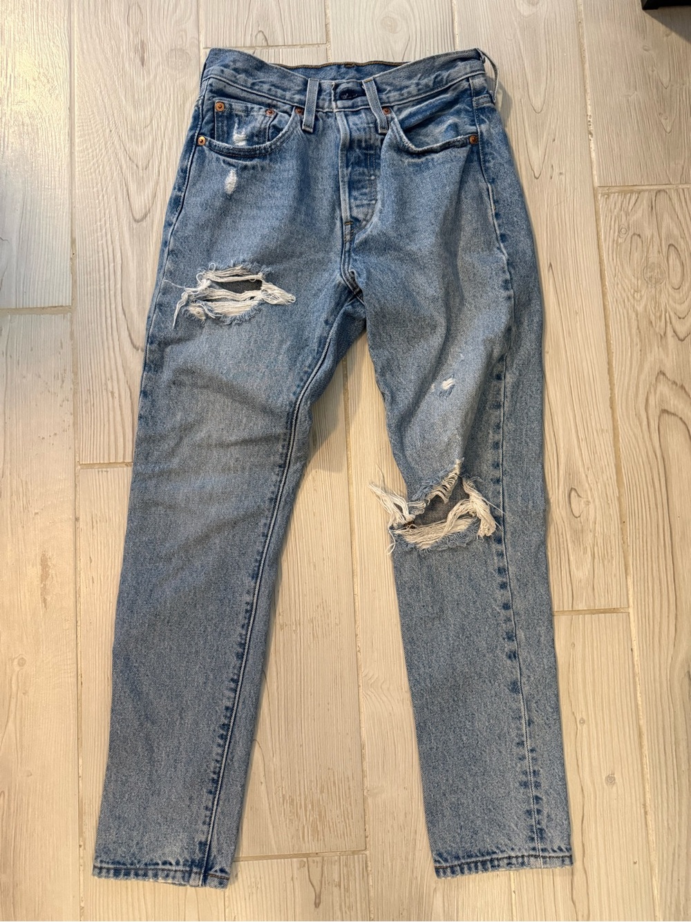 Levi's 501 Distressed Straight Leg Jeans